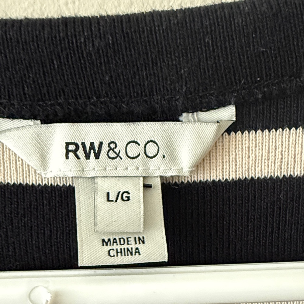 RW&CO. Black & White Striped Short Sleeve Henley - Picture 2 of 4